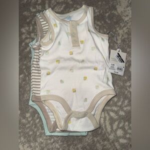 Cloud Island Elephant Print Bodysuit Set - Cream and Tan